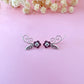 925 sterling silver CZ flower vine bar climber earrings.