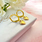 Gold Small bead edge Heart huggie hoop earrings.