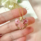 Gold Blush pink blossom heart Necklace