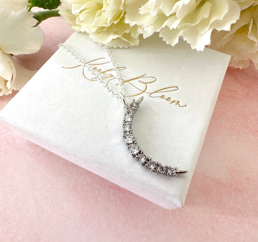 Silver cz Long Moon necklace.