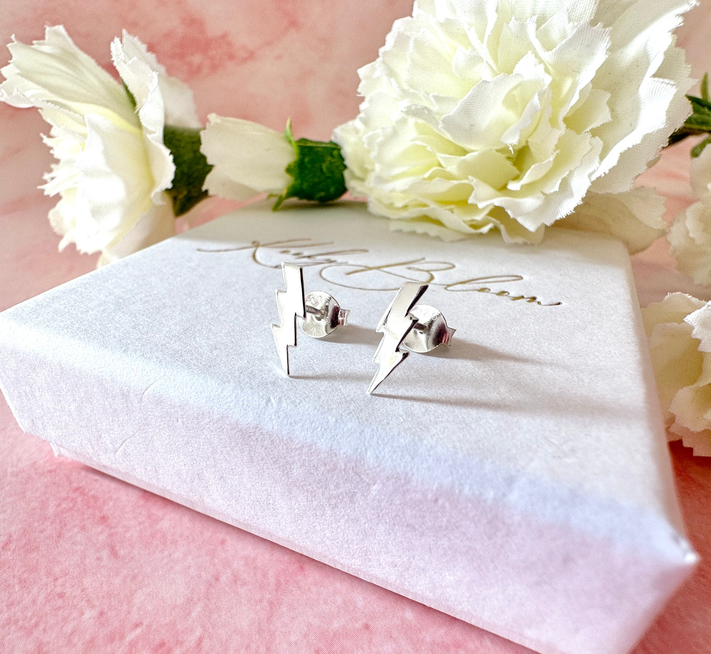 925 Sterling silver Lightning bolt stud earrings.