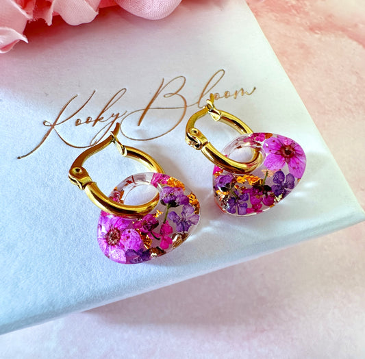 Purple Copper Retro Nugget bloom earrings.