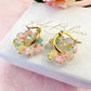 Ditsy Doily pastel Flower bloom earrings.