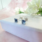 925 Sterling silver Blue Square CZ stud earrings.