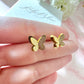 Gold 3d Butterfly stud earrings.