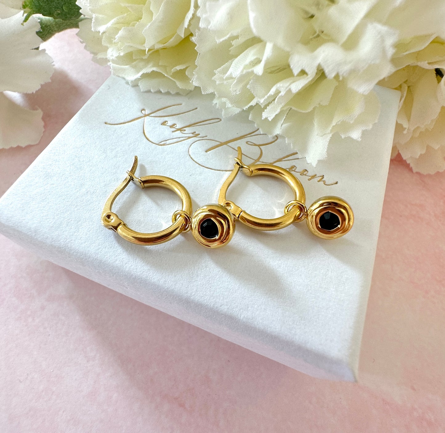 Gold Cz nugget Hoop earrings.