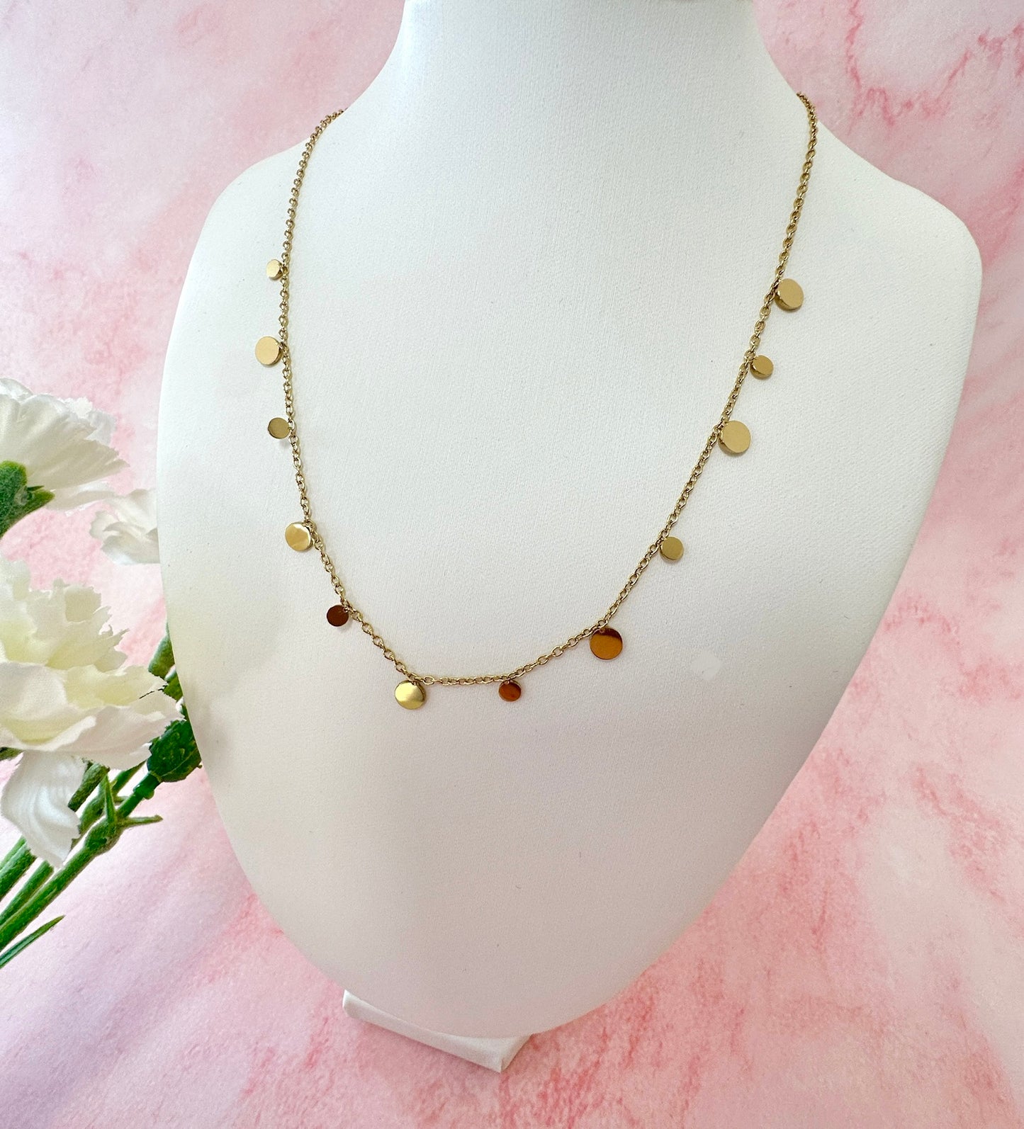 Gold Disc Necklace.