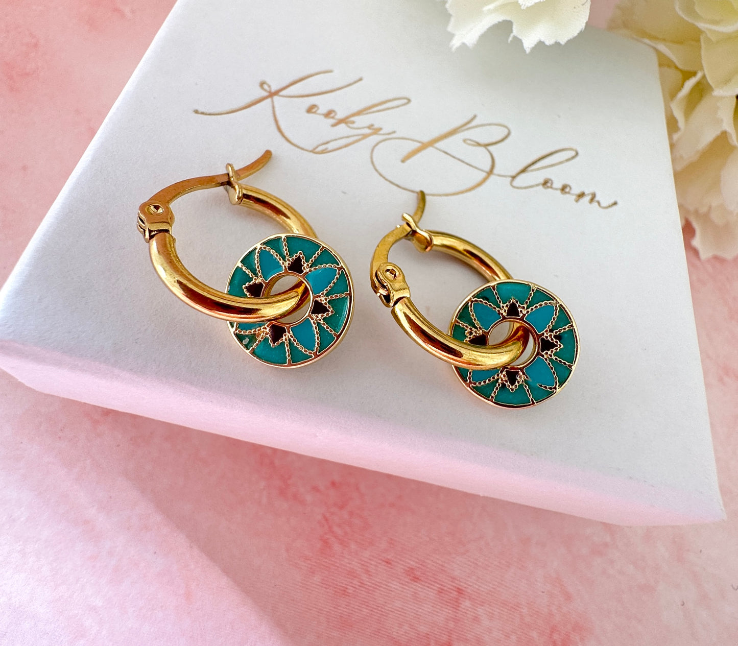 Gold Moroccan Style Donut hoop earrings.