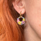 Colourful flower hexagon bloom earrings.