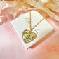 Gold Gypsophila flower Heart necklace.