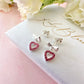 925 Sterling silver Bow Pink Heart Drop stud earrings.