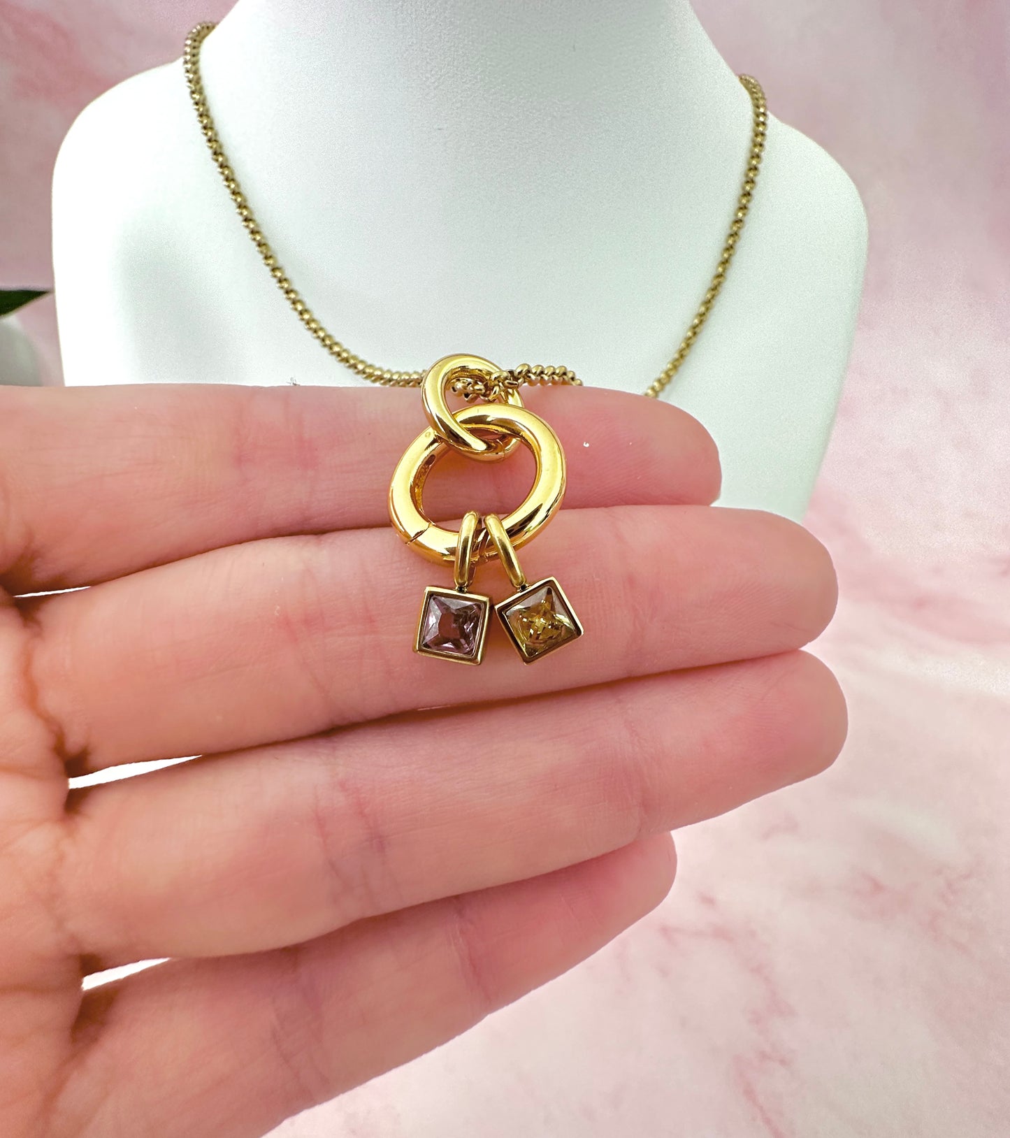 Gold Personalised Birthstone necklace.