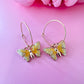 Gold Colourful Butterfly Hoop earrings.