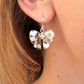 Flower & Pearl Bow bloom Silver Huggie earrings.