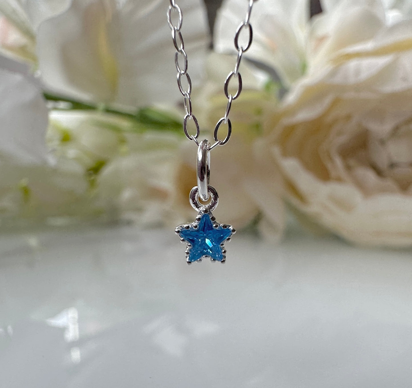 925 sterling silver Tiny CZ Star Necklace - Different colour options.