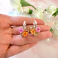 Mini Tangerine pink Flower Heart bloom earrings.