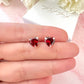 925 Sterling silver Red CZ Heart stud earrings.