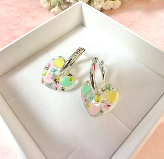 Pastel Candy Heart bloom earrings.