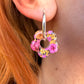 Citrus Pink Bloom Flower Hoop earrings.