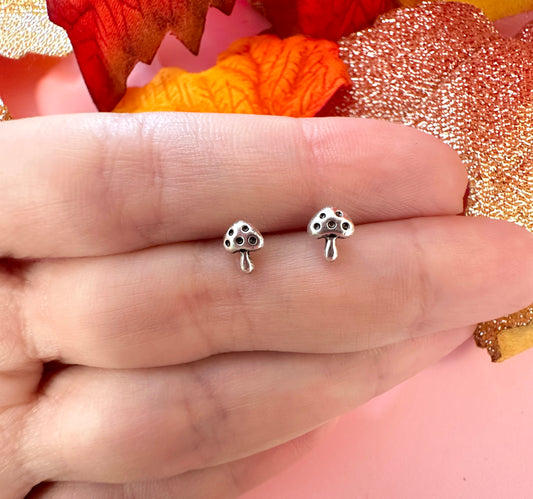 925 sterling silver Toadstool stud earrings.