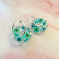 Turquoise Aqua flower bloom donut earrings.