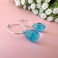 925 sterling silver Blue Teardrop glass earrings.