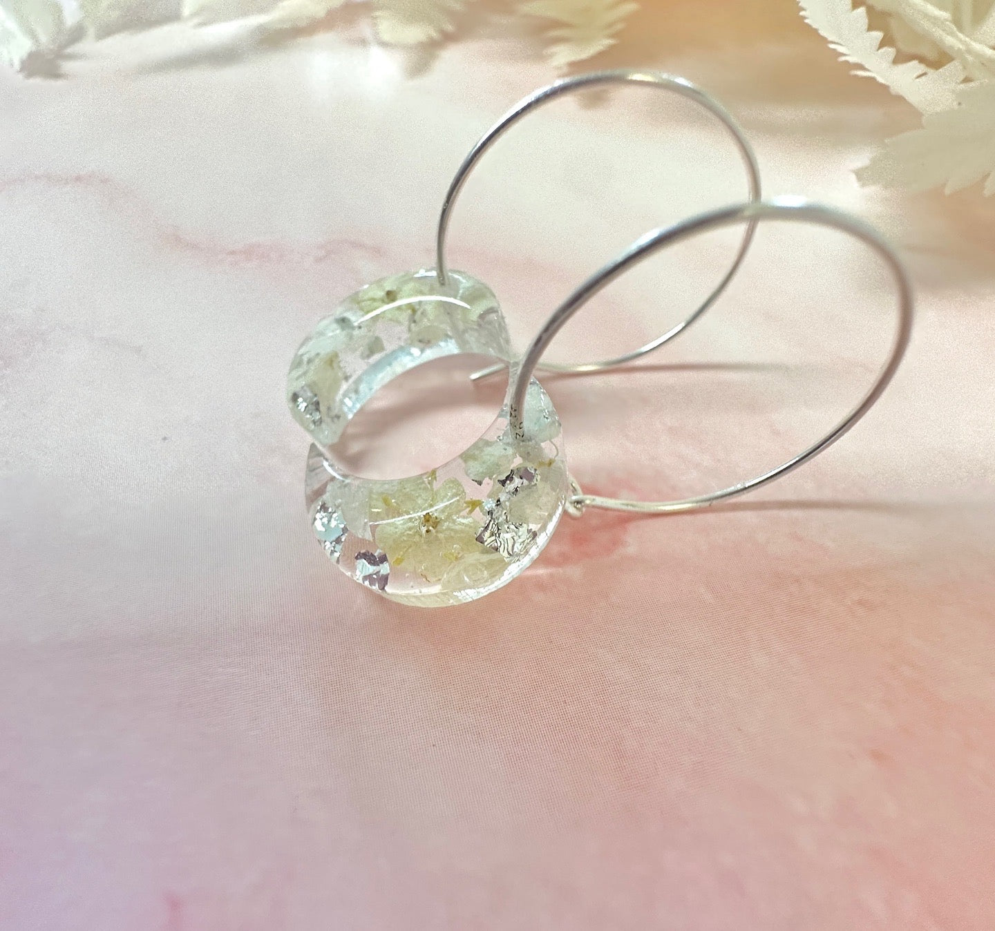 Frosted Bloom Moon Sterling silver Hoop earrings.