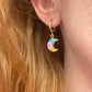 Tropical Moon flower huggie hoop earrings.