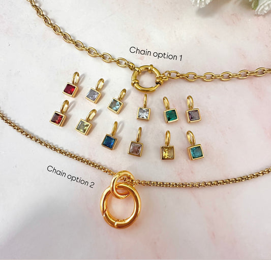 Gold Personalised Birthstone necklace.