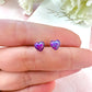 925 Sterling silver Purple Opal Heart stud earrings.