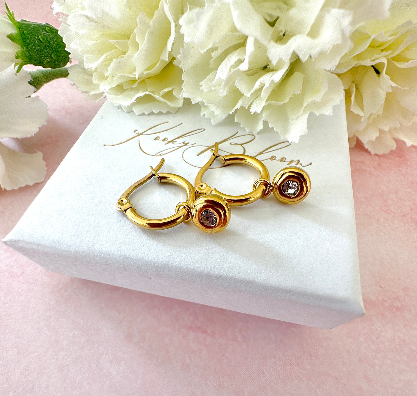 Gold Cz nugget Hoop earrings.