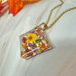 Gold Autumn flower confetti necklace.