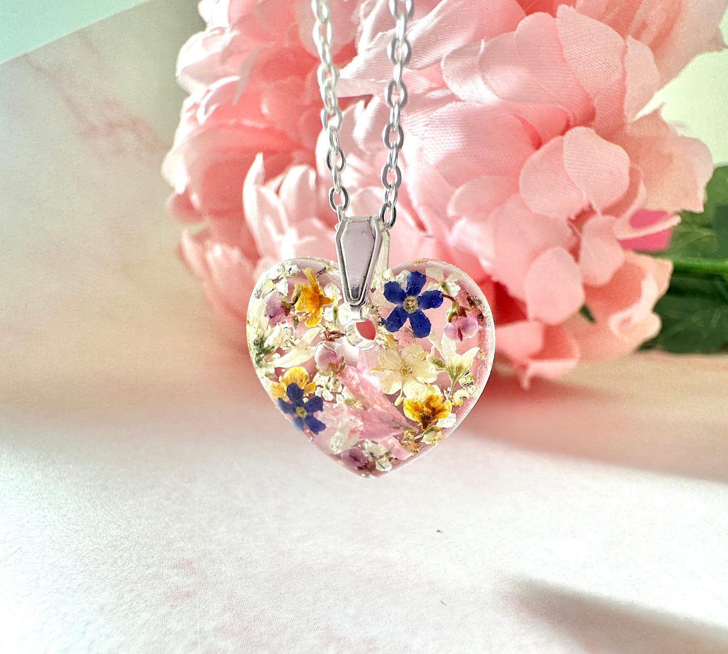 Wildflower bloom Heart necklace.