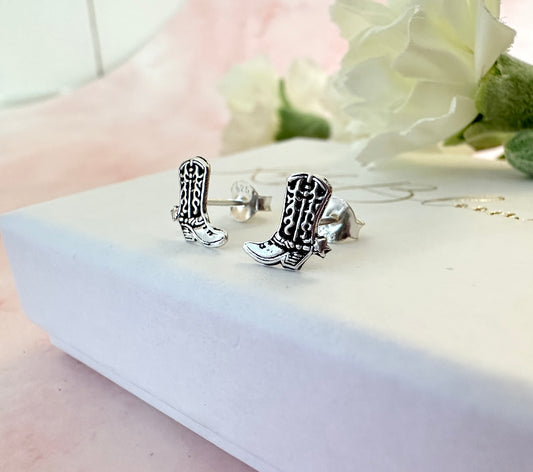 925 Sterling silver Cowboy Boot stud earrings.