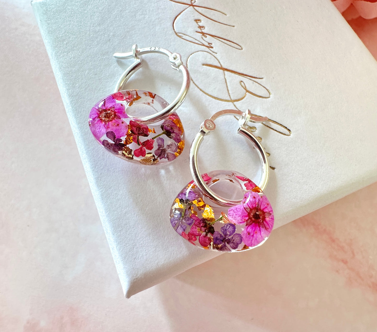 Purple Copper Retro Nugget bloom earrings.