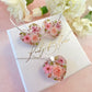 Blush pink Blossom Heart earrings.