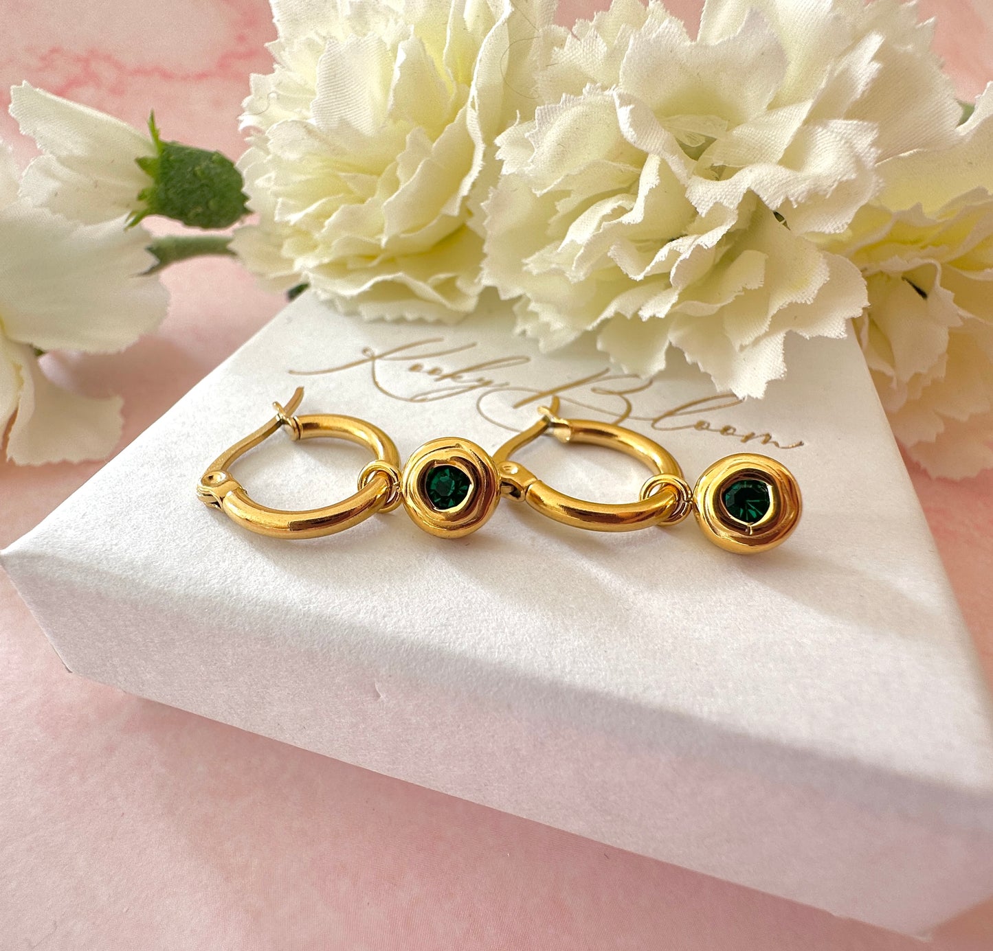 Gold Cz nugget Hoop earrings.