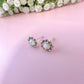 925 Sterling silver Opal diamanté flower stud earrings.