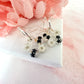 Monochrome Black white Bloom Flower hoop earrings.