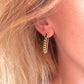 Gold Black stone Chain Loop stud earrings.