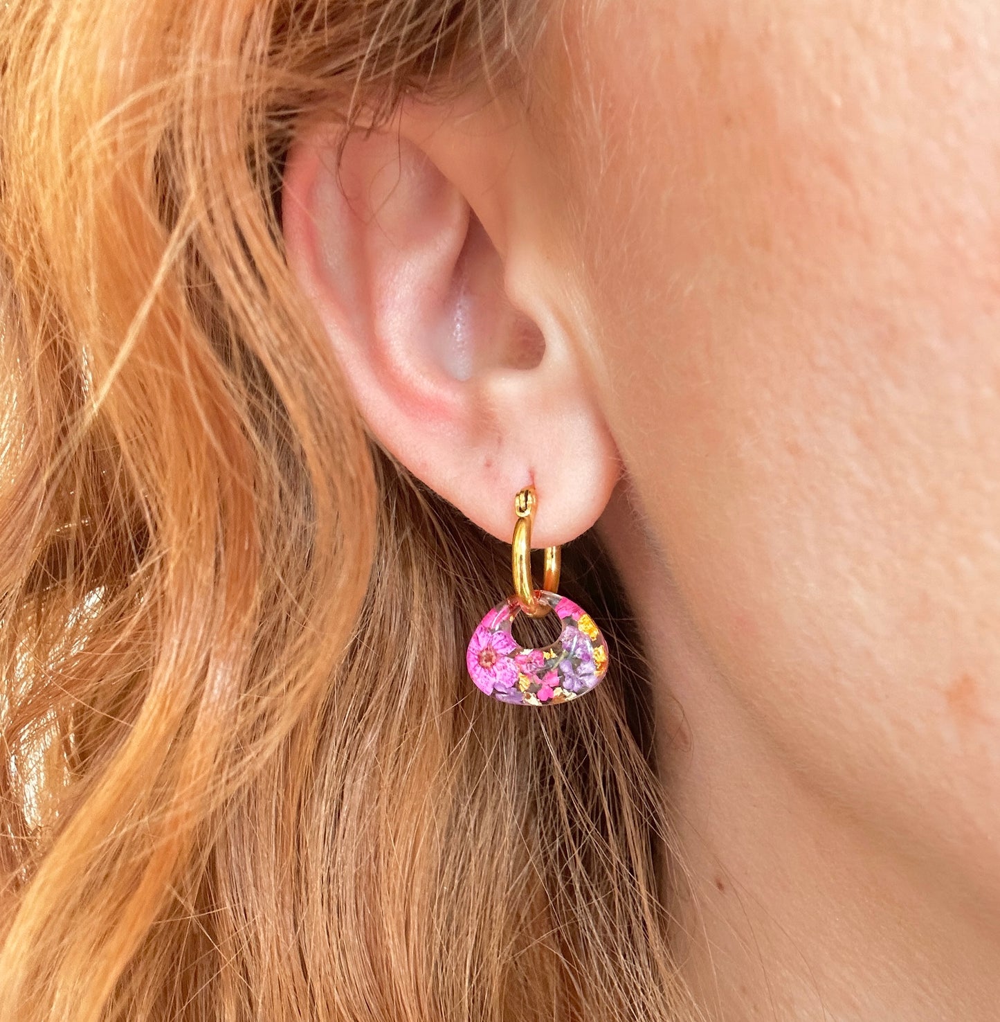 Purple Copper Retro Nugget bloom earrings.