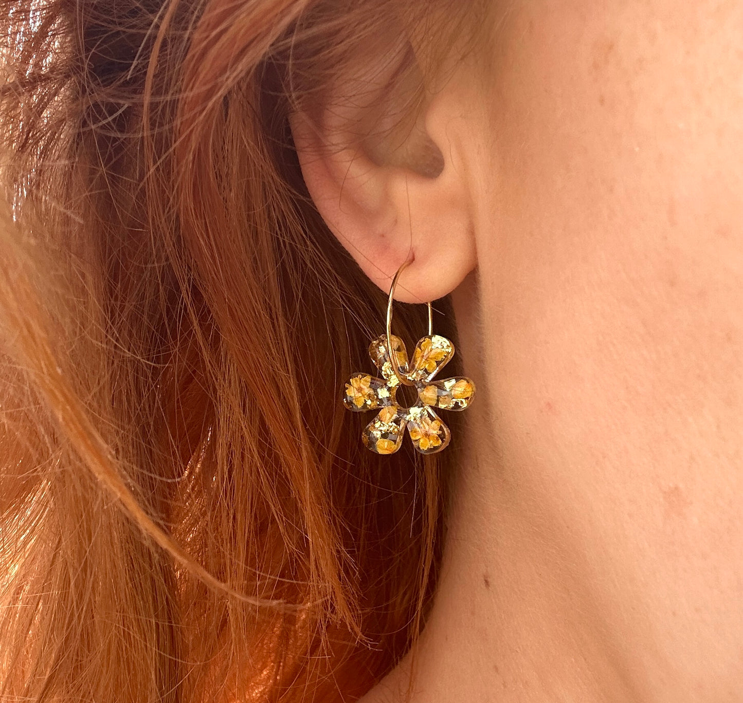 Mustard Daisy Bloom Earrings.