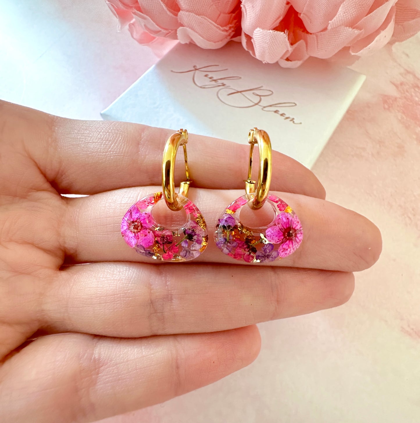 Purple Copper Retro Nugget bloom earrings.