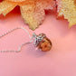 Silver real flower & Autumn leaf Acorn necklace.