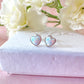 925 Sterling silver White Opal heart stud earrings.