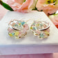 Ditsy Doily pastel Flower bloom earrings.