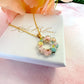 Gold Ditsy Doily pastel flower  Necklace