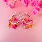 Citrus Pink Bloom Flower Hoop earrings.