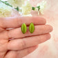 Gold Green Oval studs earrings.