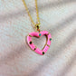 Pink gemstone Heart gold necklace